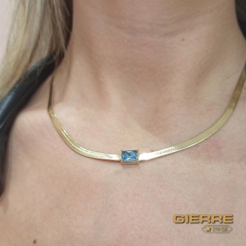 Plaque d'or zircon bleu